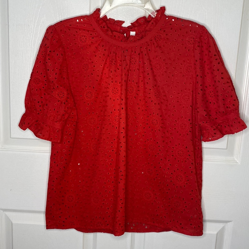 Madewell Red Lace Top size Medium